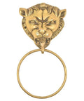 Top Shelf Golden Lion Head Wall Hooks Set Of 4 Handmade Brass Rust Free Heavy Duty Decor Coat Rack Sturdy Wall Mounted Door Hanger for coats.