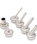 Nine Piece Hot Air Gun Nozzle Set for 861DW Rework Station, showing 6 curved nozzles in different sizes for PCB soldering