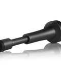 Heavy Duty Black Door Stoppers Sitting Firm On Floor With Thick Silicone Tip Rock Solid Aluminum Build close-up view