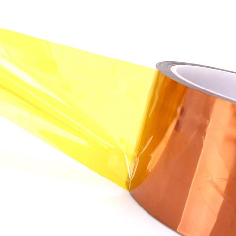 Close-up of 50Mm Kapton Tape Polyimide Film Adhesive Tape 33M Long Pro Grade High Temperature Heat Resistant Metallic Brown 260C
