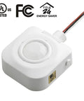 Ceiling Mounted Occupancy Motion Sensor Switch, 360 Degree Passive Infrared Detection, Automatic High Bay Light Control, Adjustable Timers, 120 To 277 Volt Ac Ul Certified Smooth Operator No Sweat Automation, white plastic, compact design.