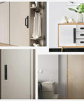 Pack Of 2 Beefy Aluminum Alloy Sliding Barn Door Handles And Cabinet Pull Knobs, high performance, easy grip, black