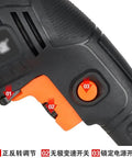 Pro Grade Hand Electric Drill Delivering Solid Punch Action And Sharp High Carbon Steel Bits Variable Speed Setting close-up of speed control settings.