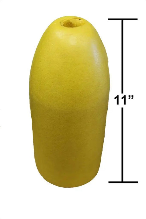 Yellow Bullet Shrimp Trap Float 5x11 Inch 2 Pack High Density Foam Buoy For Shrimp Pots And Line Marking with size indicator