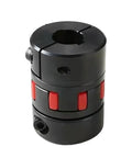 Flexible Elastic Coupling For CNC Motors And Ballscrews 12 To 22 Mm Clamp Type Heavy Duty Pro Grade Plum Steel Aluminum Stainless Options For Smooth Torque Transfer And Vibration Damping, black clamp coupling with red insert