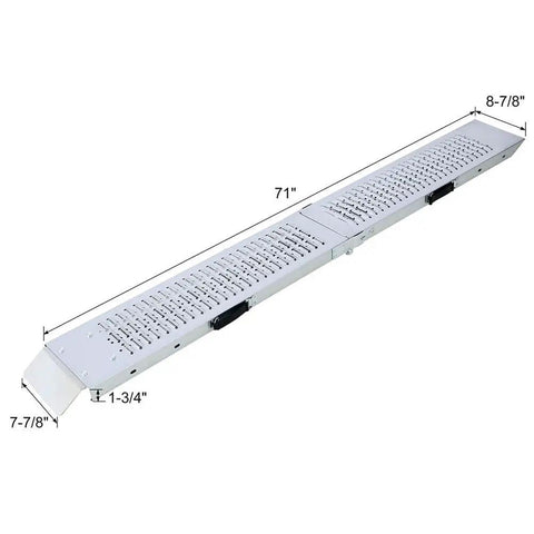 71 Inch Folding Steel Loading Ramps with Non Slip Surface and Carry Handle for Truck Trailer and Equipment Heavy Duty Set