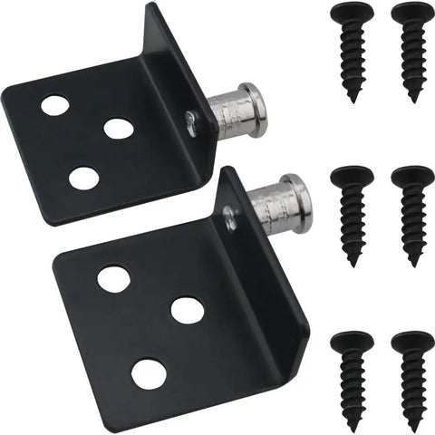 Two Sets Built To Last Heavy Duty Hidden Pivot Hinges For Wooden Doors Cabinets And Furniture Black Stainless Steel L Type Concealed Hinges With Bushing For Wardrobes And Display Cabinets. Black 35mm x 32.5mm hidden pivot hinges with screws