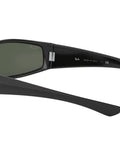 Side view of Unisex Rectangular Sunglasses with 100 Percent UV Protection Black Frame and Green Lenses 58 Millimeter