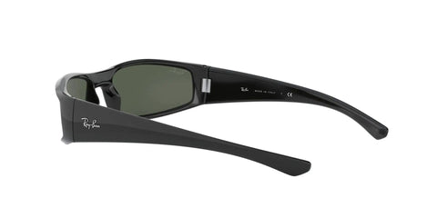 Side view of Unisex Rectangular Sunglasses with 100 Percent UV Protection Black Frame and Green Lenses 58 Millimeter