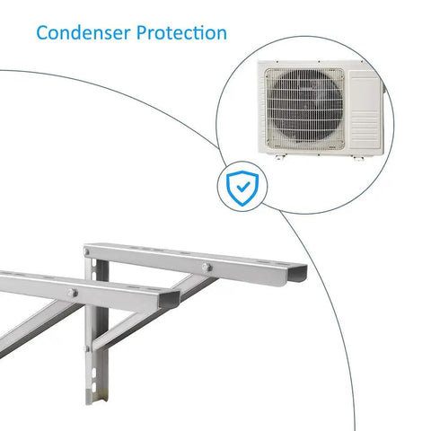 Beefy Heavy-Duty Wall Mount AC Bracket For Split Systems Up To 440 Lb, rust-resistant steel protecting AC condenser