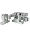 Five Pack SHF10 Linear Shaft Supports For 10mm Rods Precision Bearing Blocks, silver aluminum mounts for CNC routers and 3D printers.