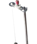 Top view of Single Pendulum Lab Gear With Adjustable Swing Length For Physics Class Hands On Vibration Study And Gravity Acceleration Experiments In A Dry Ventilated Lab Setup, showing red adjustment knob and metal rod.