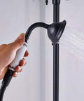 Handheld showerhead from UMJIGF Shower System with Hot and Cold Water Shower Combo Set Multifunction Double Handles Shower Faucet Set with Shower Head, Handheld Shower, Waterfall Tub Spout, Black Bronze.