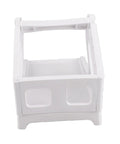 Front view of white label organizer for shipping labels folding labels and roll stickers with built-in storage