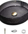 Vinta Black Tempered s Vessel Sink - Bathroom Wash Basin for Bar & Cloakroom, Countertop Basin with Accessories, Design for Modern Decor.