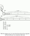 Diagram of Heavy Duty Featherboard Mount For Table Saw Safety showing measurements for Versa Fence upgrade compatibility.