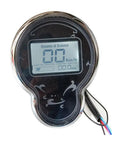 Kick It Up A Notch With This 72V Waterproof Ebike LCD Display Speedometer For 48-72V Scooters And Trikes Featuring 6 Pin Interface Bright Backlit Screen For Easy Night Riding And Crisp Data Reads. Round black LCD speedometer with wired 6-pin connector