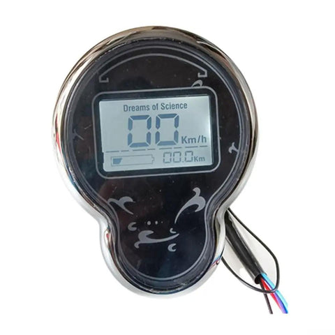 Kick It Up A Notch With This 72V Waterproof Ebike LCD Display Speedometer For 48-72V Scooters And Trikes Featuring 6 Pin Interface Bright Backlit Screen For Easy Night Riding And Crisp Data Reads. Round black LCD speedometer with wired 6-pin connector