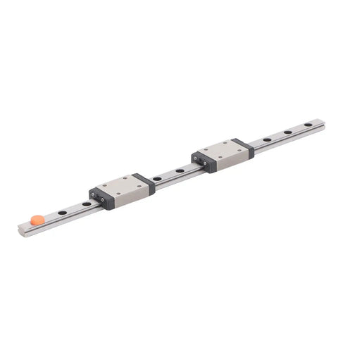 Beefy Linear Rail Guide With Four Point Contact Design For CNC, 3D Printer And Engraving Machines And Automation Equipment, Premium Bearing Steel Slider For Ultra High Rigidity And Smooth Motion, 100mm Travel, shown with two carriages