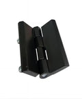 Beefed Up Black Zinc Alloy Door And Cabinet Hinge Set For Furniture, corner hinge with screws visible, durable and solid for thick doors.
