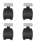 4pcs Inch Plastic Swivel Caster Wheels Replacement for Desk Chair, black plastic wheels with metal plate for easy installation.