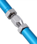 Close-up of Blue Aluminum Turnbuckle Set With Machined Rod Ends Steering Linkage Six Piece For One Tenth Scale Redcat Volcano EPX Pro