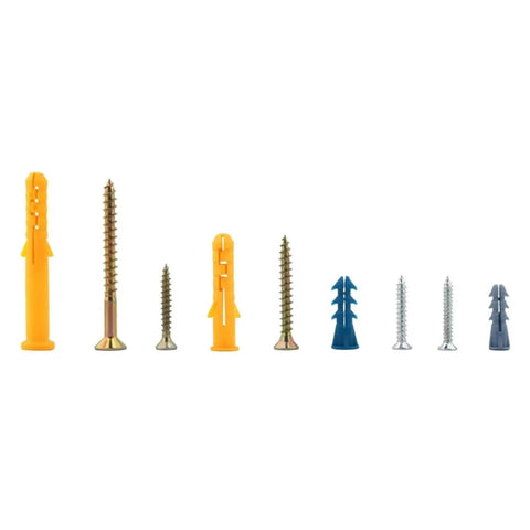 Drywall Anchor And Screw Assortment Kit With Organizer Box 300 Piece Set Self Drilling No Prep Install Premium Yellow Zinc Plated Carbon Steel Rust Resistant Fasteners For Wall Mounts DIY Friendly, assorted anchors and screws