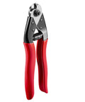7.6 Inch Steel Wire Cutter One Hand Operation Cuts All Wires Up To 5/32 Inch Including Steel Cable Aircraft Cable Wire Rope Bike Cables Aluminum And Copper Wire Fence Cable Electrical Cables Great For DIY And Pro Use CC11, with red handles and sharp cutting blades, angled view