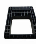 Heavy Duty Pallet Jack Stop For Damage Prevention And Easy Pallet Securing Keeps Pallets From Sliding In Transit, black rubber pad.