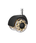 Close-up of a single wheel from 5 Pieces 2 Inch Office Chair Casters Swivel Rubber Soft Safety Rollers PU Transparent Wheels