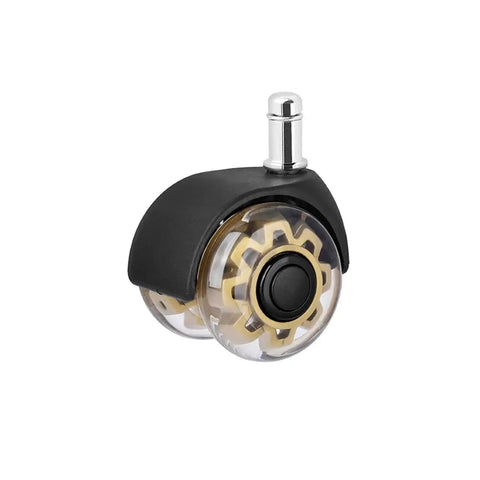 Close-up of a single wheel from 5 Pieces 2 Inch Office Chair Casters Swivel Rubber Soft Safety Rollers PU Transparent Wheels