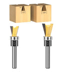 Weekend Warrior Approved Dovetail Router Bit Set Two Piece Pack with quarter inch shank and 14-degree cutting heads.