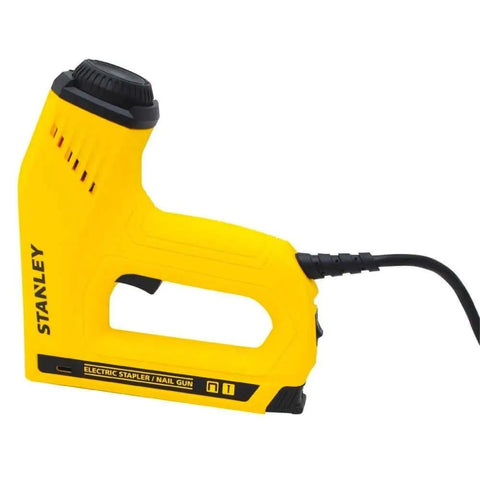Beast Mode Electric Staple And Nail Gun for molding and trim work with half inch narrow crown and aluminum body in bright yellow