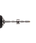 Drill with a Twenty Piece Set Screw Shaft Collar With 5.05mm Bore, 10mm OD, 5mm Width, Nickel Plated Carbon Steel Drill Stop Collar attached
