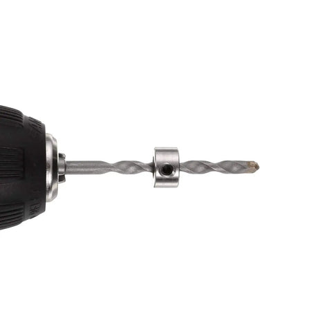 Drill with 15 Piece Set Screw Collars, 5.05mm Bore, 10mm Outside Diameter, Nickel Plated Carbon Steel Shaft Positioner