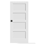 Square Deadbolt Matte Black Single Cylinder Lock For Front Door Keyed On One Side With Inside Turn Lock Easy Screwdriver Install Modern Sleek Exterior Security Upgrade For Home Front Entry on white door.