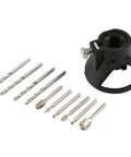 Router Drill Bits Kit With Cutting Guide Locator And Rotary File Milling Set For Dremel Rotary Tools 11 Pieces displayed