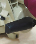 Close-up of handle on 10 Inch 15 Amp Compound Miter Saw With Beefy 4600 RPM Motor, showing ergonomic grip and design features.