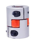 Heavy Duty Plum Flexible Shaft Coupling Clamp Style Aluminum Jaw Coupler With Spider For CNC Motor Encoder 20mm To 60mm close-up view with orange spider.