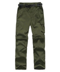 Kids Convertible Hiking Pants For Boys Quick Dry Zip Off Legs With Multi Pocket Design Gusseted Comfort Elastic Waistband Army Green
