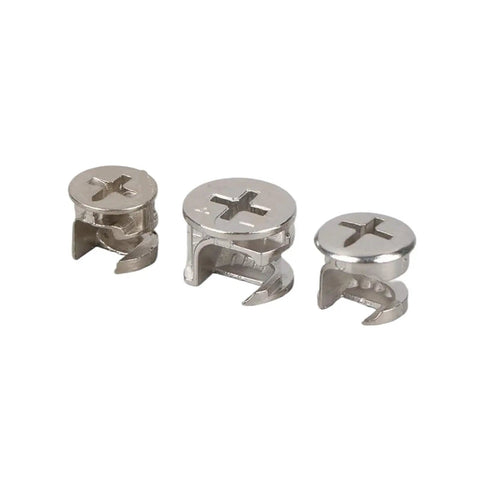 Three In One Thickening Connector Eccentric Wheel For Furniture Hardware, 15mm 12mm 10mm Diameters, Zinc Alloy Nickel Plated, 3 Pcs