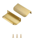 Edge Finger Pulls For Cabinets Invisible Concealed Aluminum Flat Hidden Drawer Pulls No Fuss Quick Install Back Mount Brushed Brass 80mm with screws