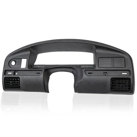 Front view of black ABS dashboard dash panel bezel for Ford F-Series trucks (1992–1997).