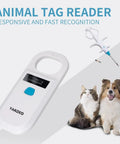 AR180 Pet Microchip Reader For Dogs And Cats, Reads 15-Digit ISO 11784/11785 FDX-B Chips, shown with cat and dog