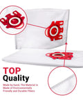 Close-up of Miele Type FJM AirClean 3D Efficiency Canister Vacuum Bags 15 Pack showing red sealing collar and stitching