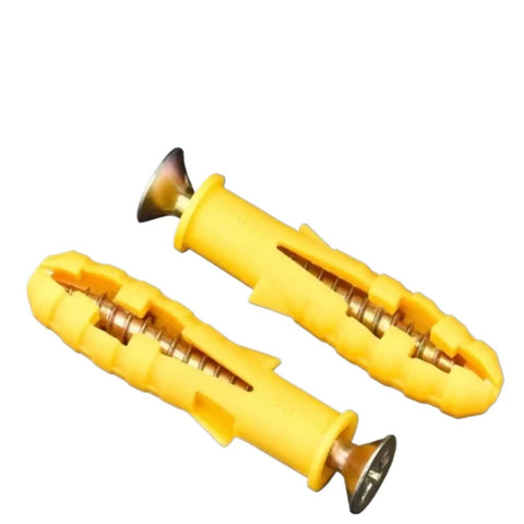All Purpose Drywall Anchors And Screws Kit, 50 Sets Self-Tapping Wall Plugs And Screws, No-Prep Install, Self-Drilling, Yellow Zinc Plated Carbon Steel, Rust Resistant DIY Friendly Mounting Set For Cabinets, Shelves, TVs, And Decor, yellow anchors and screws
