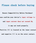 Compatibility check instructions for 12V 2A Power Supply AC Adapter With 10 Tips, highlighting voltage and current requirements.
