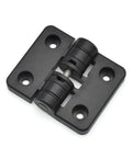 XK551 resin positioning hinge, black plastic door hinge with 90-degree stop, metal mounting plates