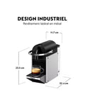 Front view of Pixie EN127S One Button Capsule Espresso Machine With a Legit 19 Bar Pump Quick Heat System Ultra Compact Silver