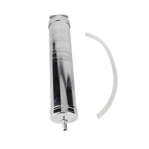 Heavy Duty 500cc Aluminum Alloy Oil Suction Syringe Pump Extractor with clear hose for fluid transfer tasks.